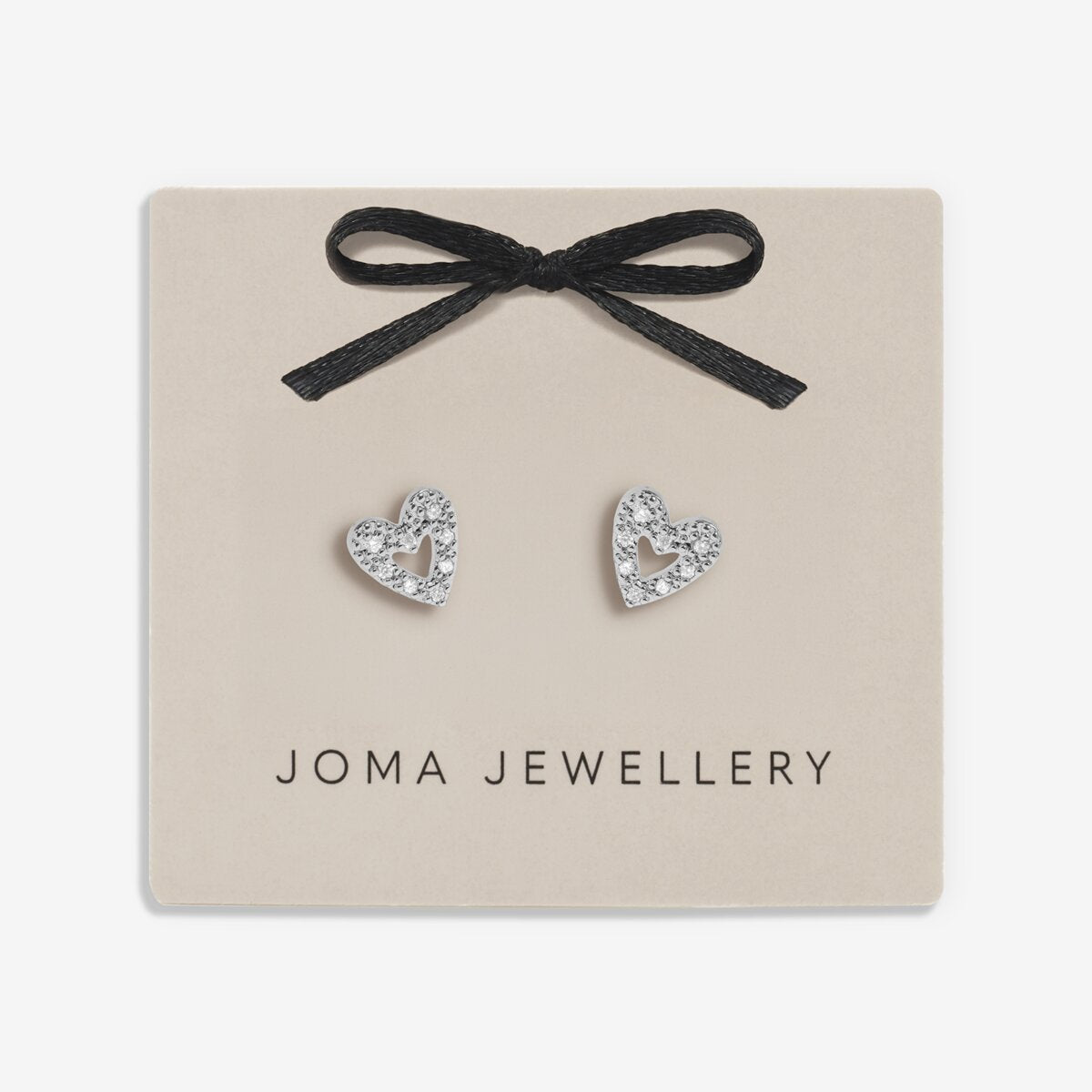 Classic Collection Pavé Offset Heart Stud Earrings In Silver Plating 10266