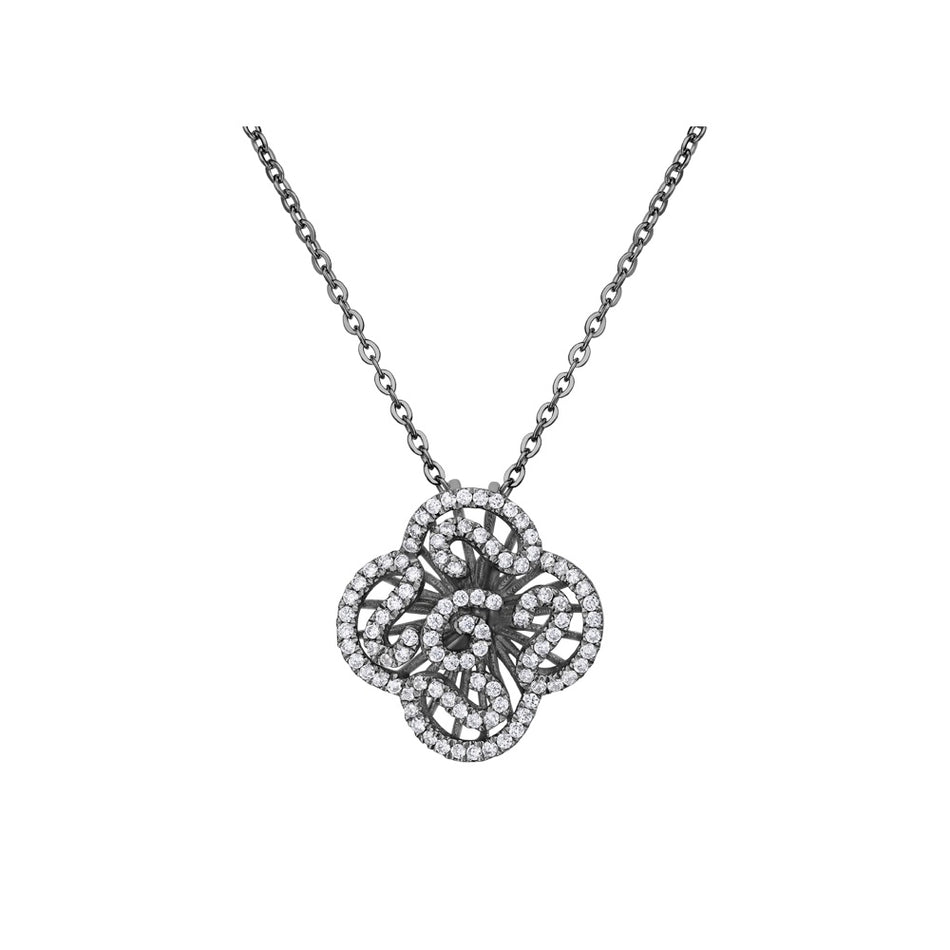 Collinsons Sterling Silver Black Rhodium CZ Cascade Necklace