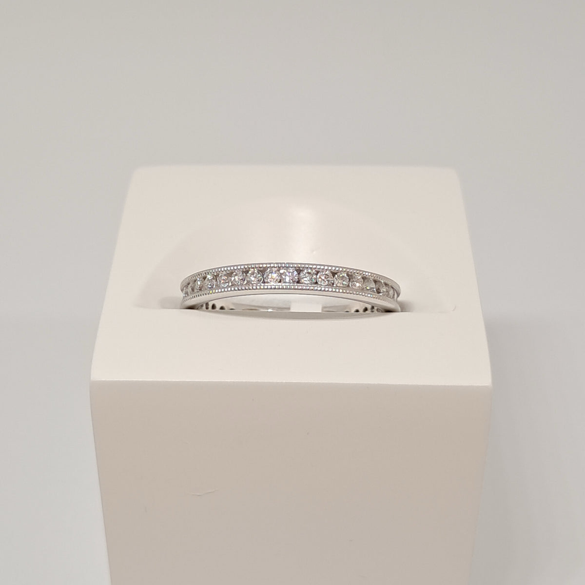 Collinsons 18ct White Gold Millegrain Chanel set Diamond Full Band 0.50ct