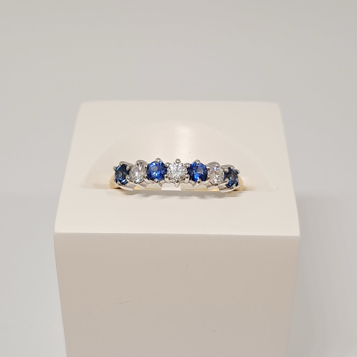 Collinsons 18ct Yellow Gold Sapphire & Diamond Half Eternity Ring