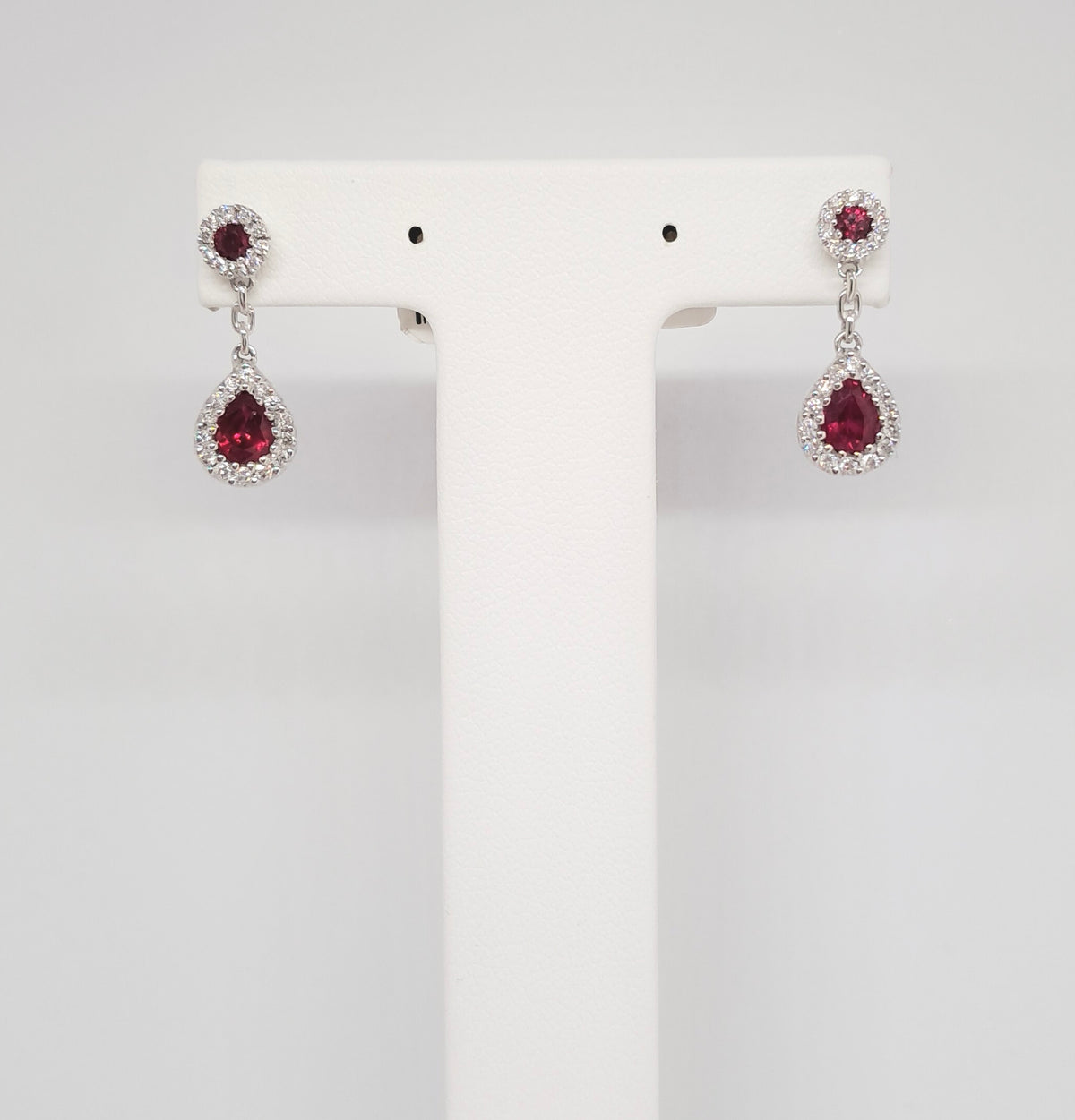 Collinsons 18ct White Gold Ruby & Diamond Pear Drop Earrings