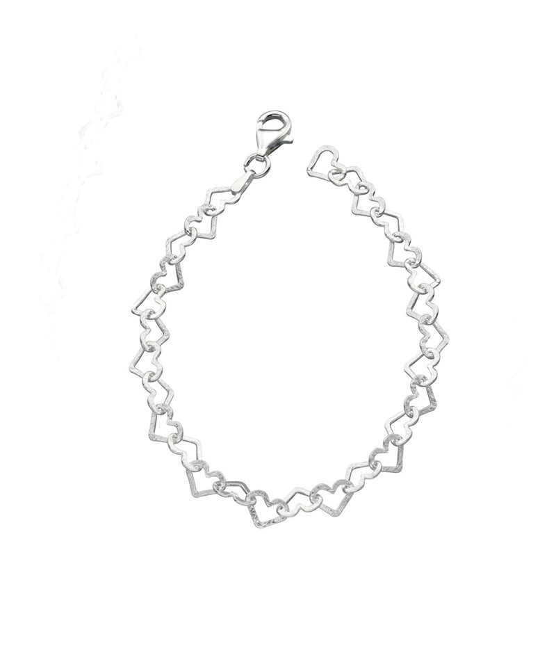 Sterling Silver Diamond Cut Hearts Bracelet