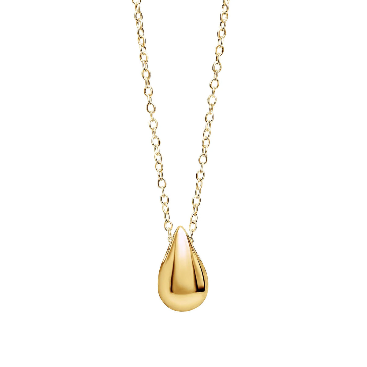 Solid Teardrop Necklace Silver with Yellow Gold Plated Finish