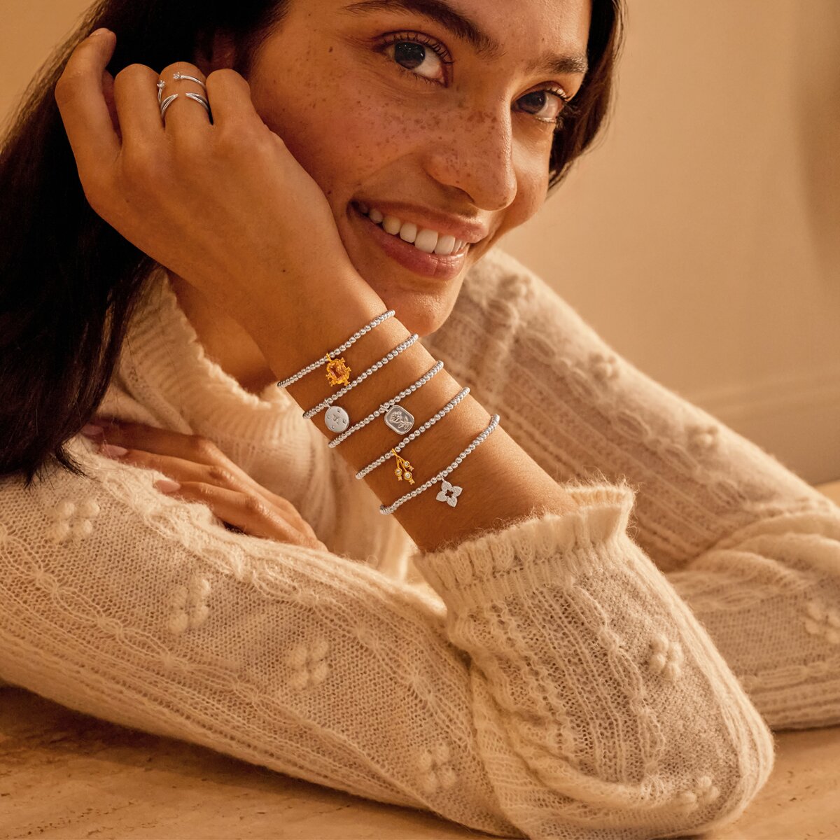 A Little 'You Make The Whole Place Shimmer' Bracelet In Silver and Gold Plating 10209