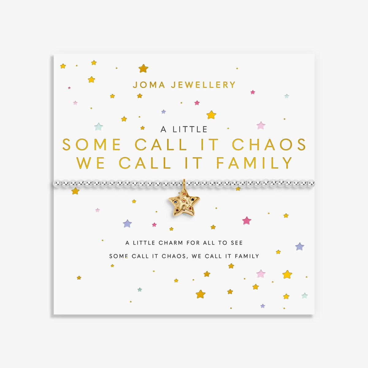 A Little 'Some Call It Chaos We Call It Family' Bracelet In Silver and Gold Plating 10212