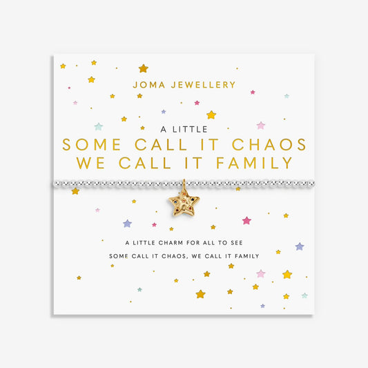 A Little 'Some Call It Chaos We Call It Family' Bracelet In Silver and Gold Plating 10212