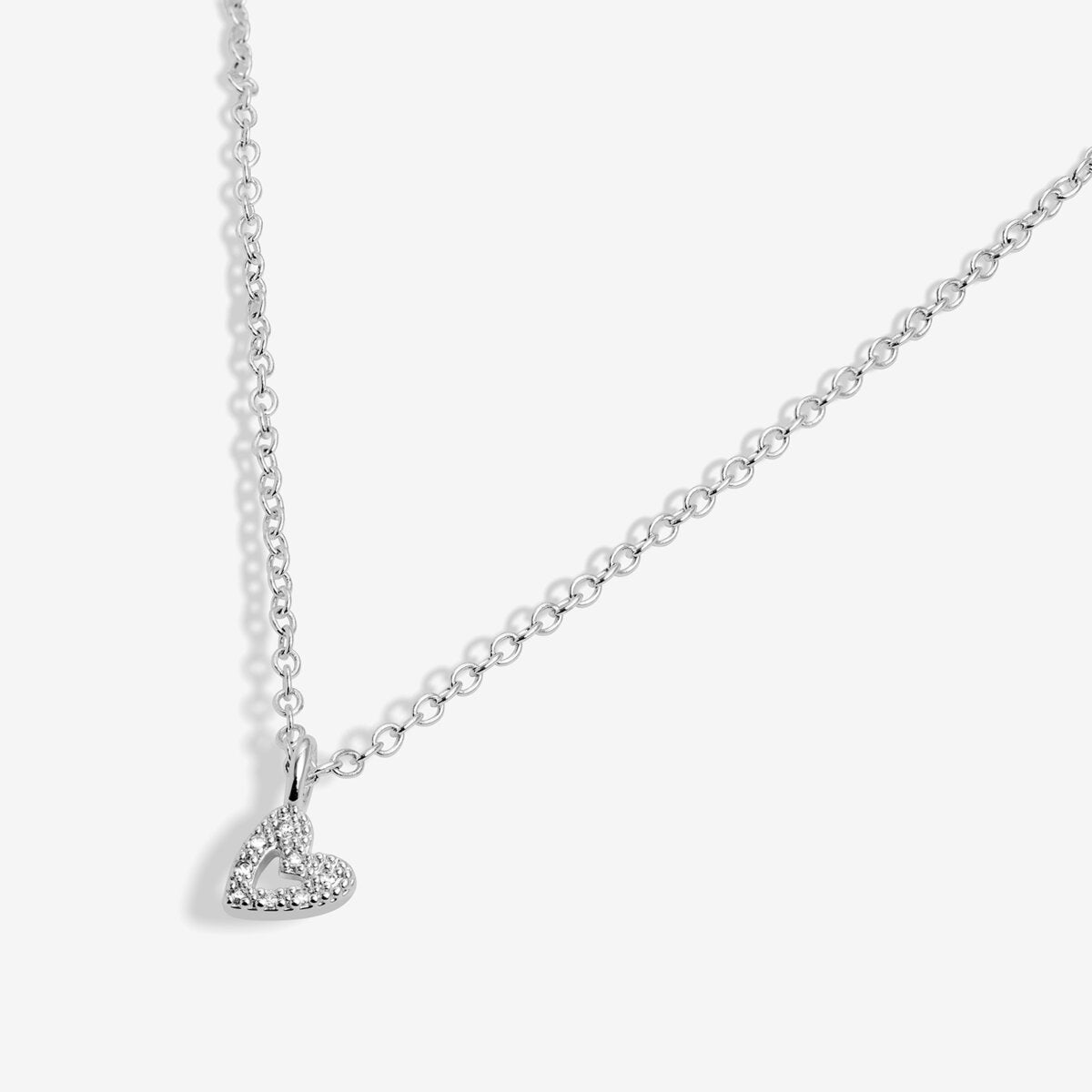 Classic Collection Pavé Offset Heart Necklace In Silver Plating