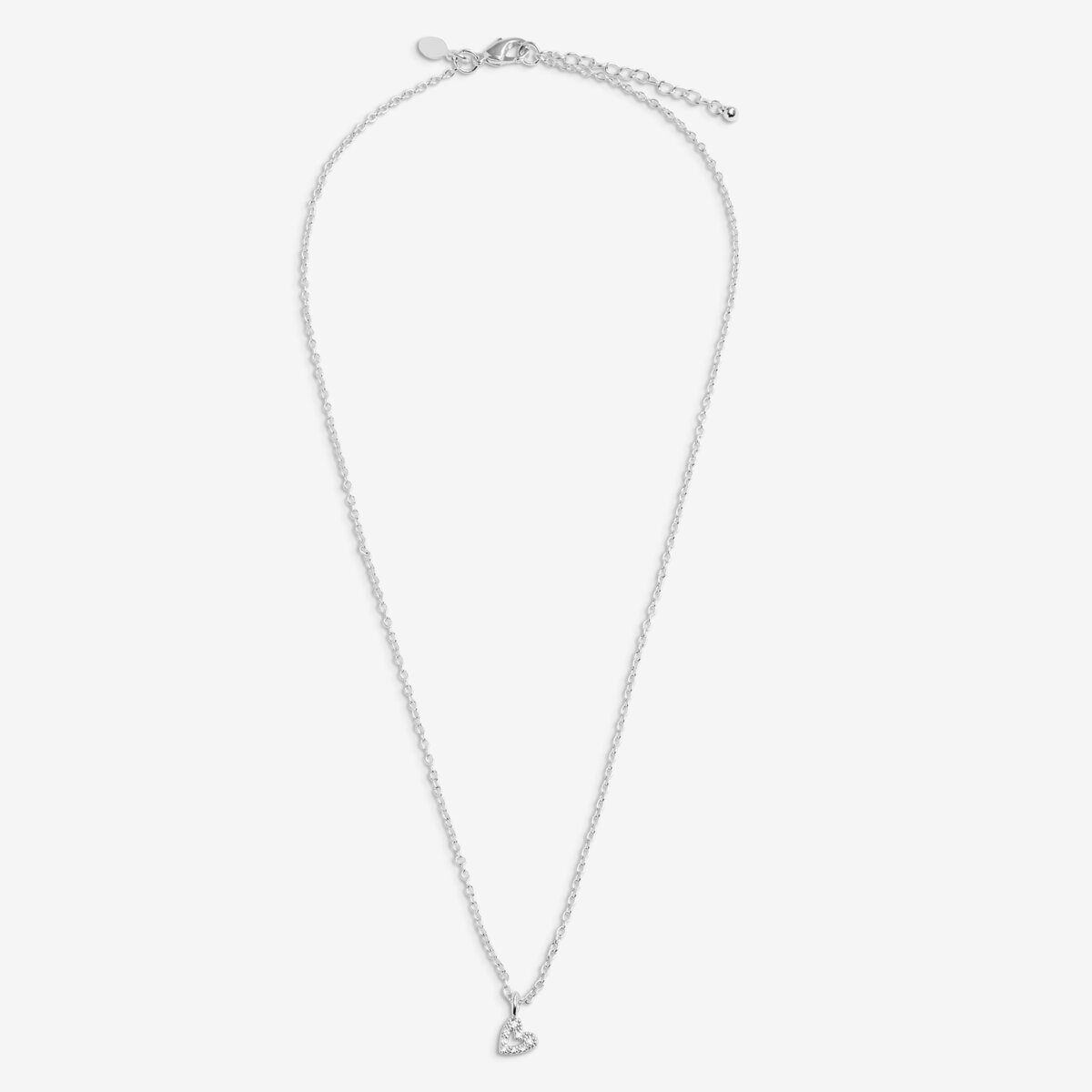Classic Collection Pavé Offset Heart Necklace In Silver Plating