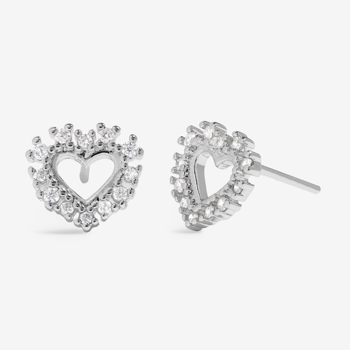Moments To Shine 'Happy Heart' Stud Earrings In Silver Plating