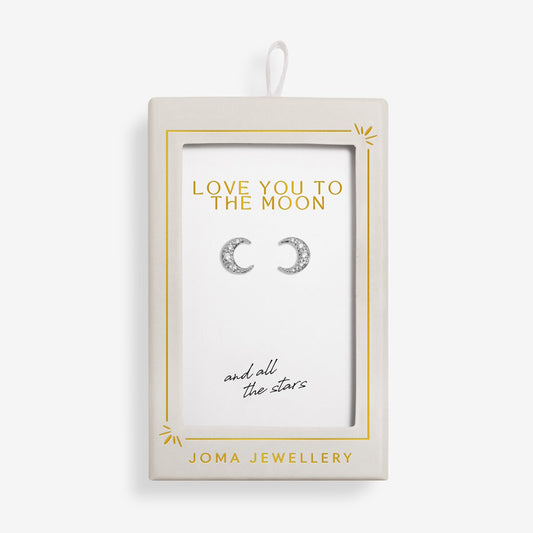 Moments To Shine 'Love You To The Moon' Stud Earrings In Silver Plating 10333
