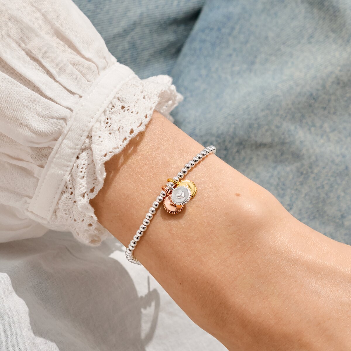 A Little Charmed Moments 'True Friend' Bracelet In Silver, Gold, and Rose Gold Plating 10468