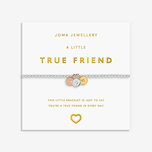 A Little Charmed Moments 'True Friend' Bracelet In Silver, Gold, and Rose Gold Plating 10468