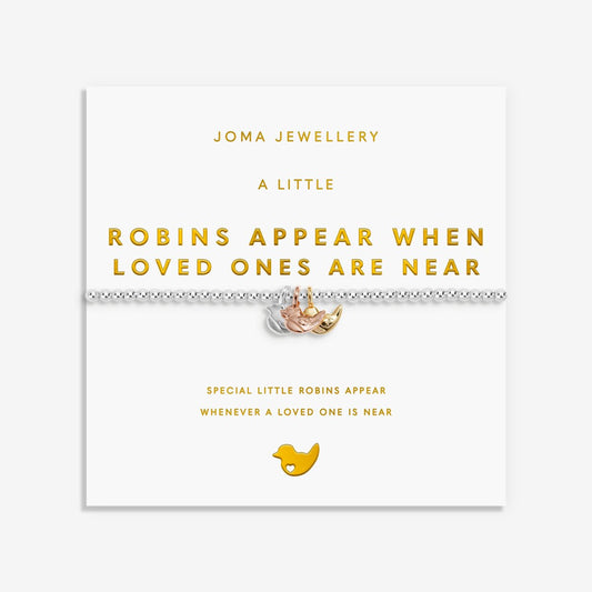 A Little Charmed Moments 'Robins Appear When Loved Ones Are Near' Bracelet In Silver, Gold, and Rose Gold Plating 10471