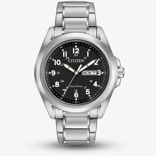 Citizen Gents Chandler Day-Date Black Dial Bracelet Citizen Eco-Drive Watch AW0050-82E