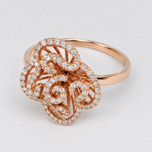 Collinsons Sterling Silver & 9ct Rose Gold Plated Cascade Ring size M