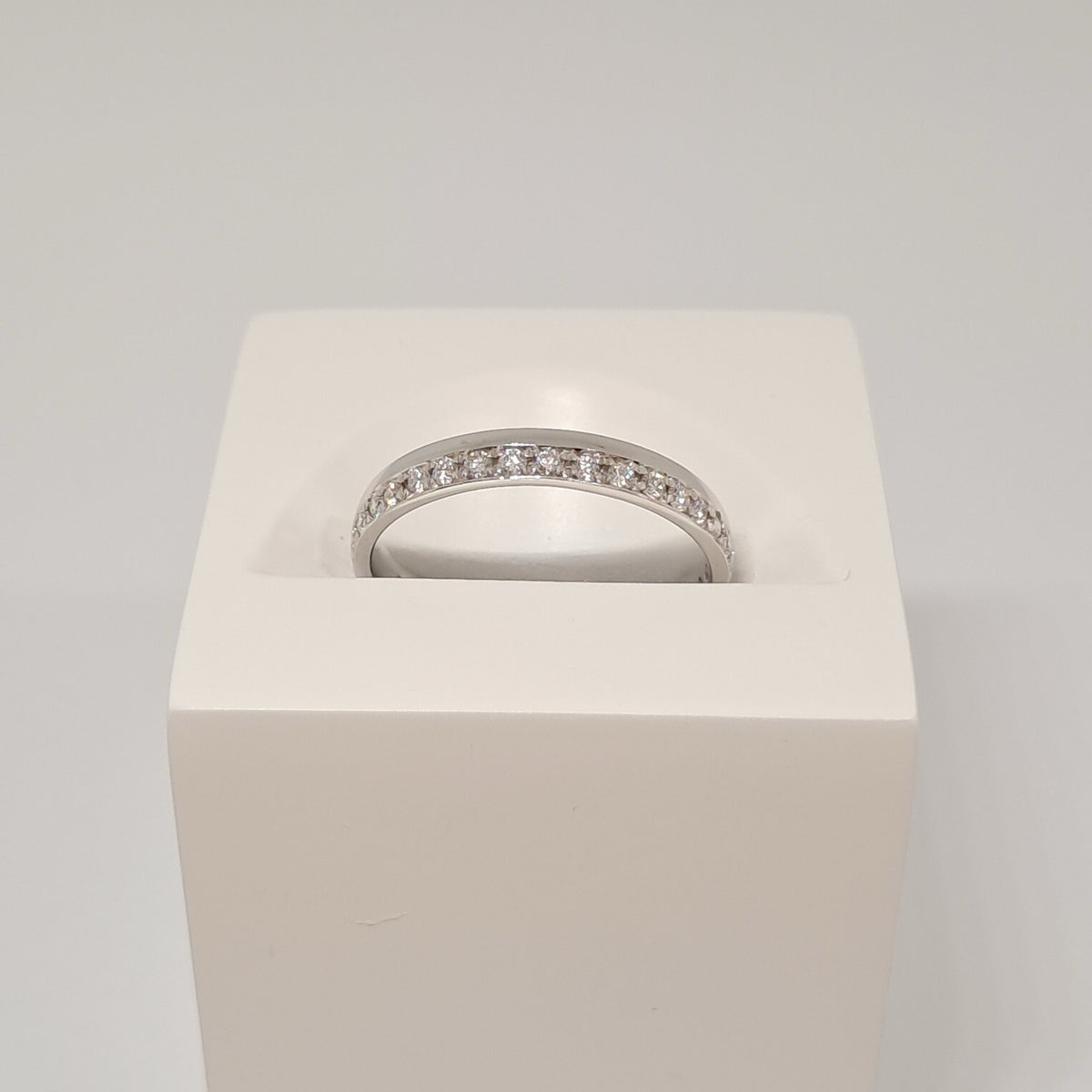 Collinsons 9ct White Gold Half Eternity Diamond Ring with Plain Edge