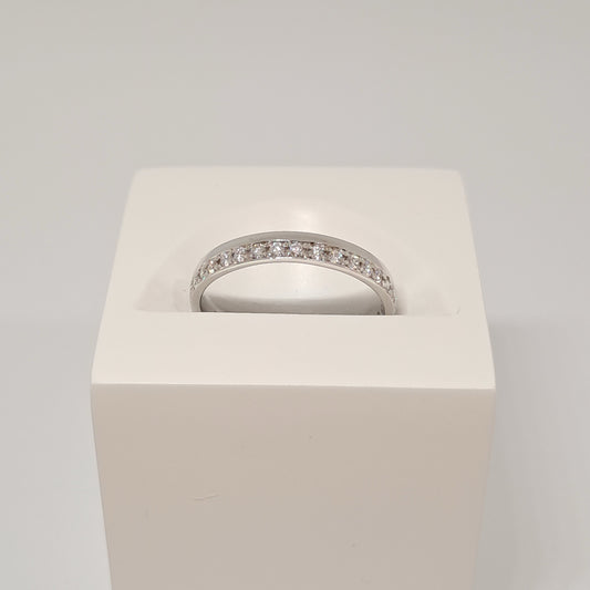 Collinsons 9ct White Gold Half Eternity Diamond Ring with Plain Edge