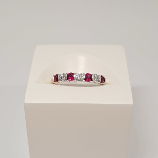 Collinsons 18ct Yellow Gold Ruby and Diamond 7 Stone Eternity Band 0.36ct