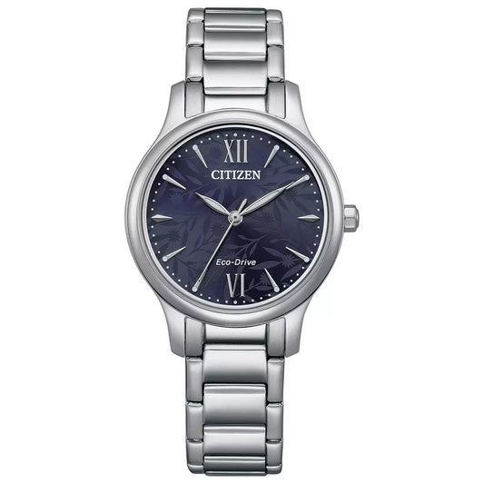 Citizen Watch Ladies Eco-Drive Blue Leaf Dial Watch EM0899-72L