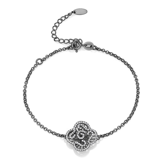 Collinsons Sterling Silver Black Rhodium CZ Cascade Bracelet