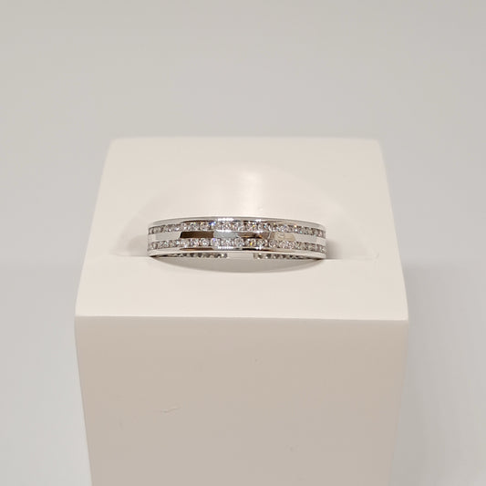 Collinsons 18ct Double Row Full Diamond Eternity Band Ring