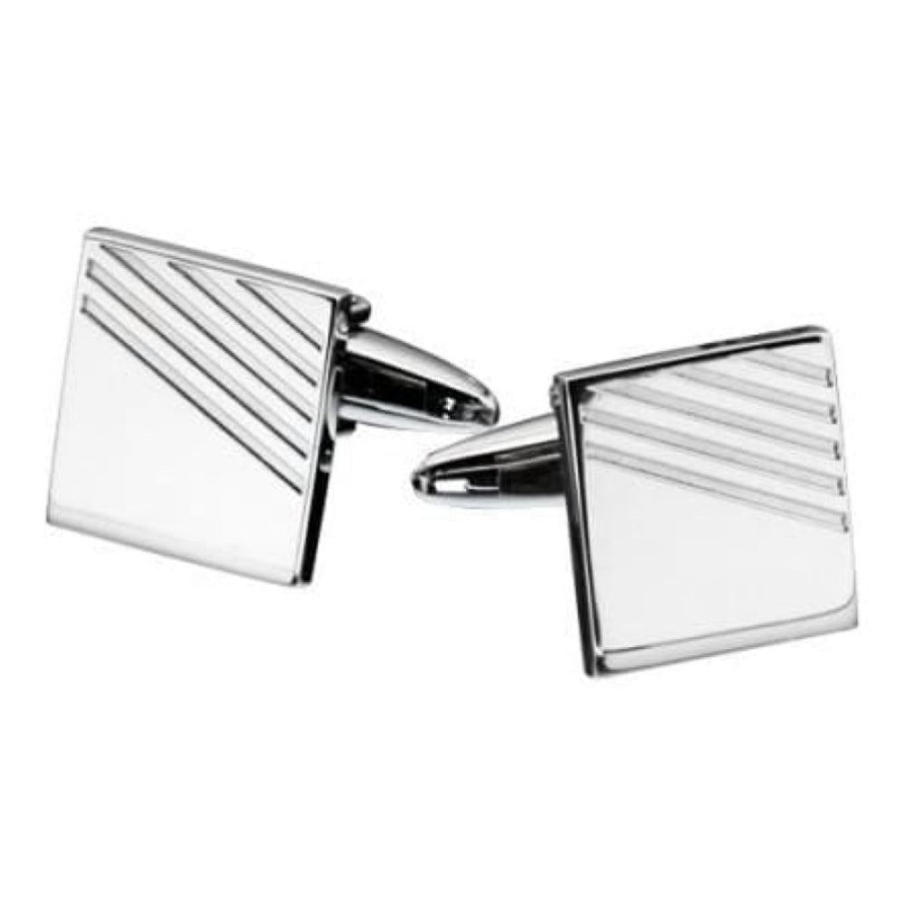 Collinsons Stainless Steel Square Cufflinks with Ribbed Detail