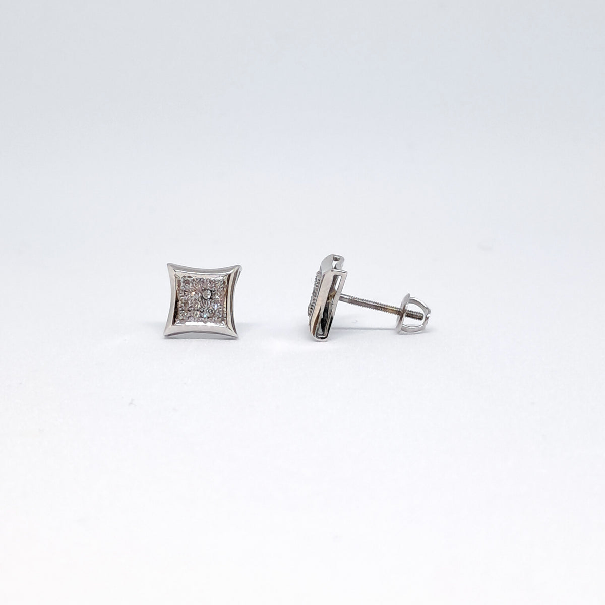 Collinsons 18ct White Gold Square Diamond Pave Earrings 0.30ct