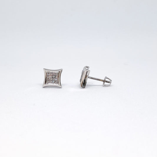 Collinsons 18ct White Gold Square Diamond Pave Earrings 0.30ct