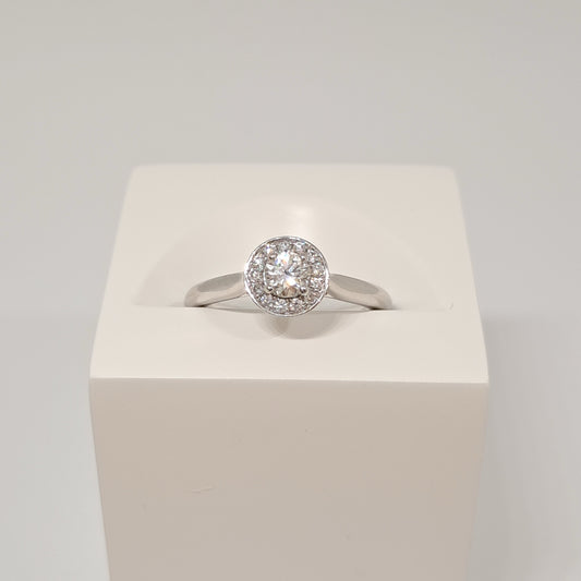 Collinsons Platinum Round Diamond Halo Ring 0.23ct 0/08ct