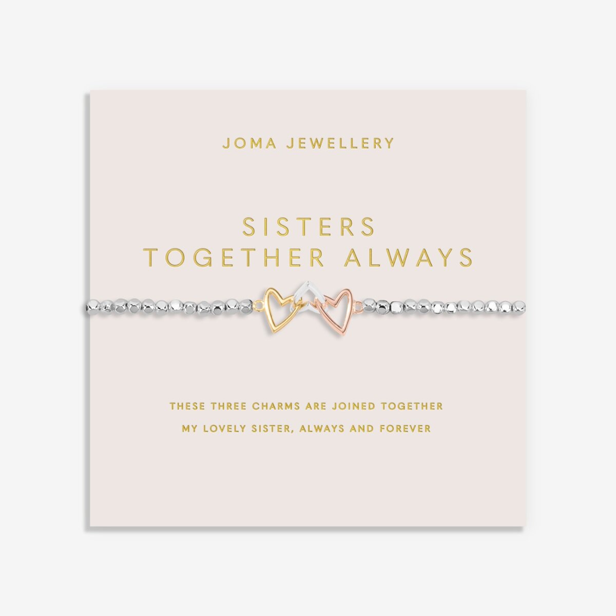 Forever Yours 'Sister Together Always' Bracelet In Silver, Gold & Rose Gold Plated 8283