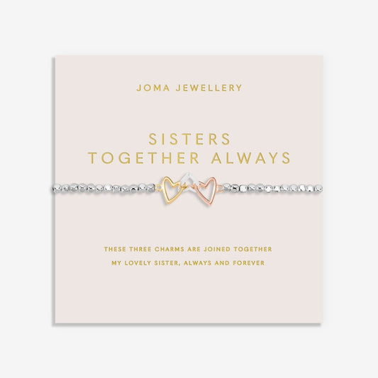 Forever Yours 'Sister Together Always' Bracelet In Silver, Gold & Rose Gold Plated 8283
