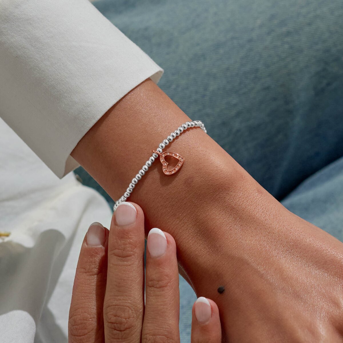 A Little 'Happy Birthday Beautiful' Bracelet in Silver and Rose Gold Plating 9013