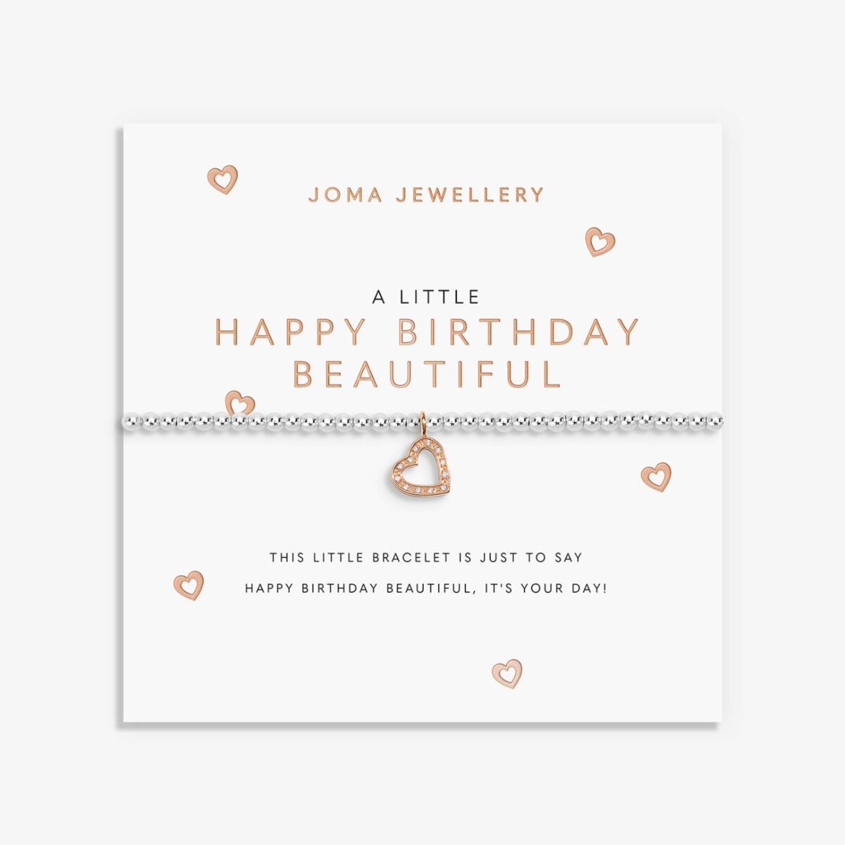 A Little 'Happy Birthday Beautiful' Bracelet in Silver and Rose Gold Plating 9013