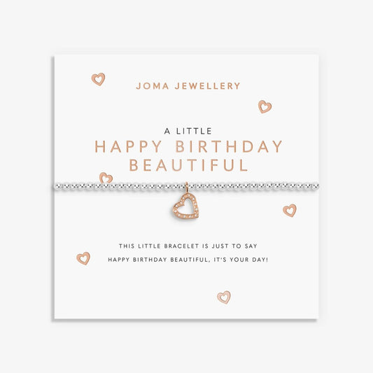 A Little 'Happy Birthday Beautiful' Bracelet in Silver and Rose Gold Plating 9013