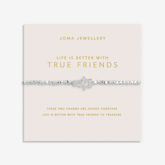 Forever Yours 'Life is better with true friends' Bracelet In Silver Plating 9349