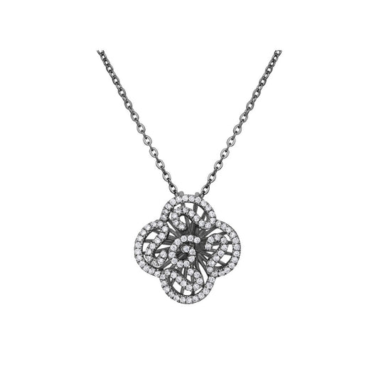 Collinsons Sterling Silver Black Rhodium CZ Cascade Necklace