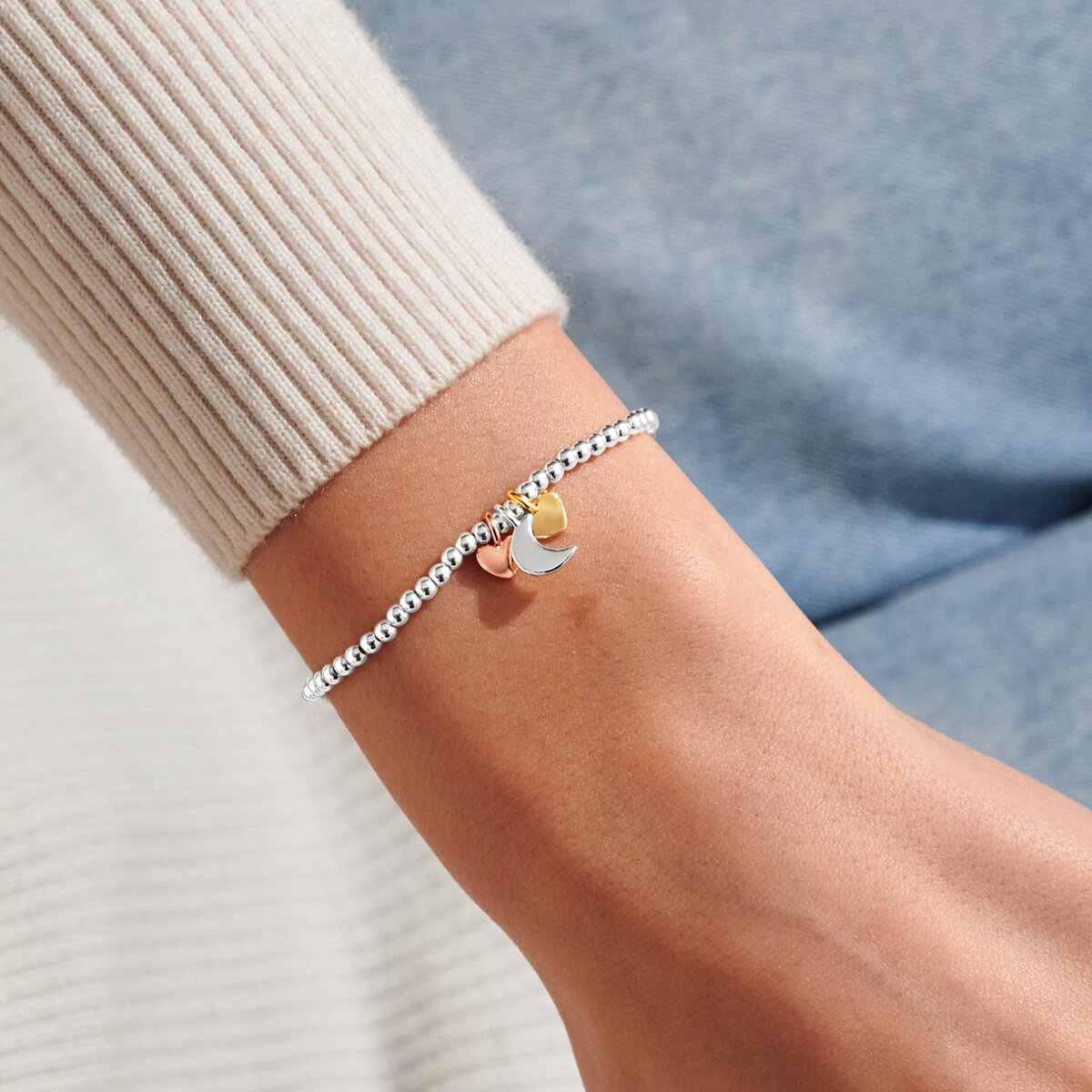 A Little Charmed Moments 'Love you to the moon and back' Bracelet In Silver, Gold, and Rose Gold 9770
