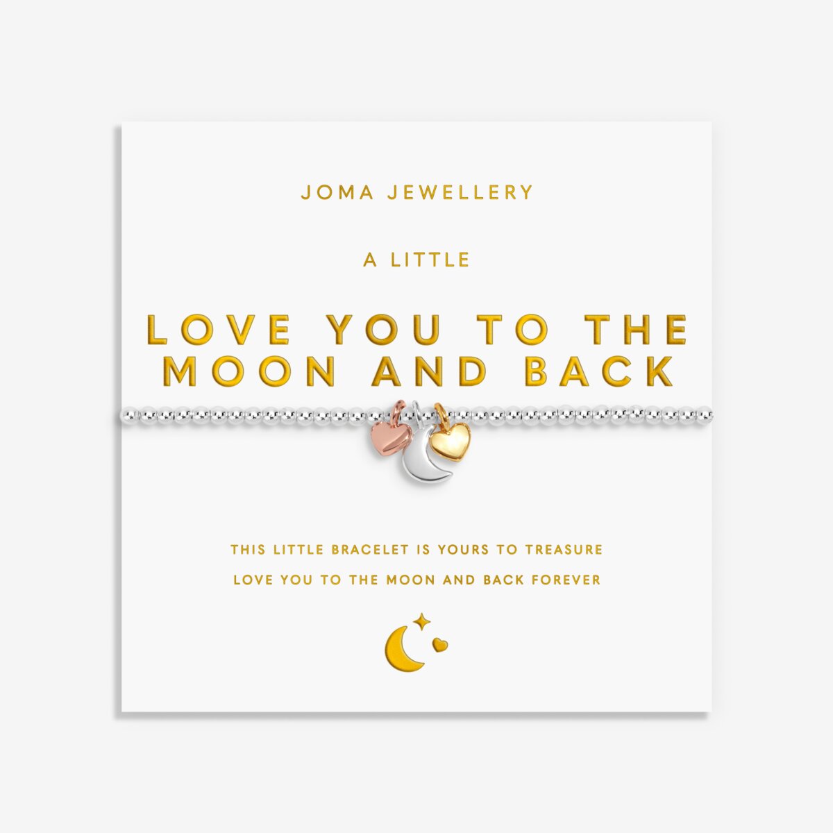A Little Charmed Moments 'Love you to the moon and back' Bracelet In Silver, Gold, and Rose Gold 9770