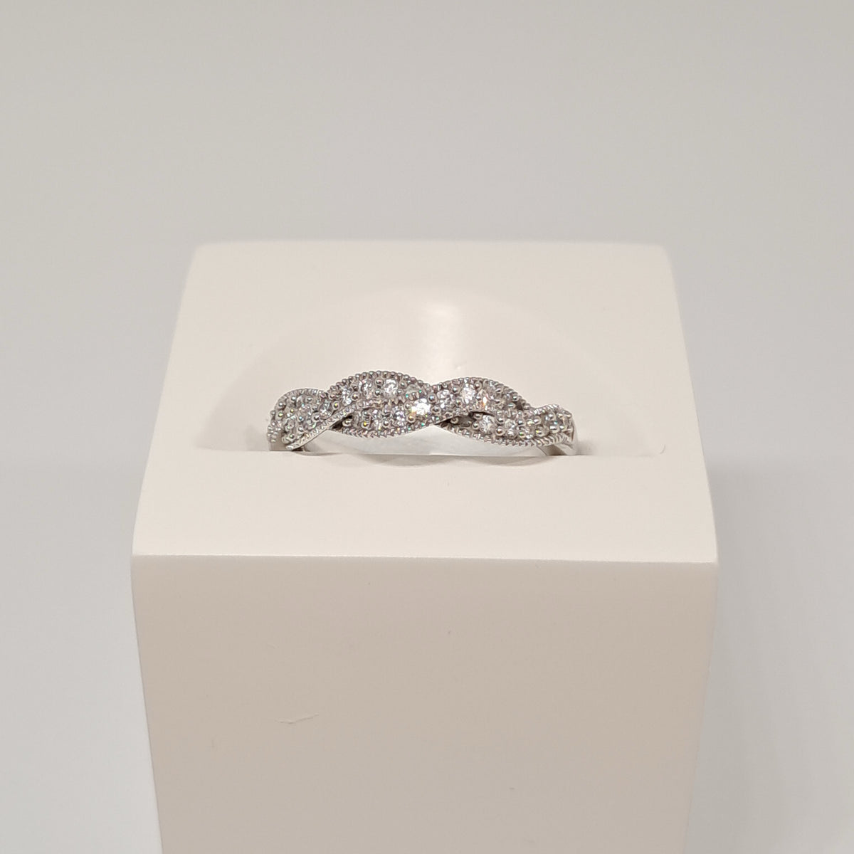 Collinsons 18ct White Gold Twisted Diamond Half Eternity Band Ring