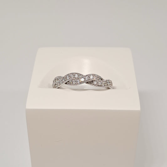 Collinsons 18ct White Gold Twisted Diamond Half Eternity Band Ring