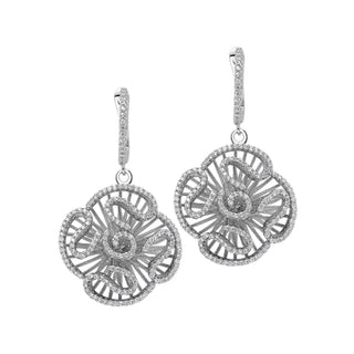Collinsons Sterling Silver Cascade CZ Drop Hoop Earrings