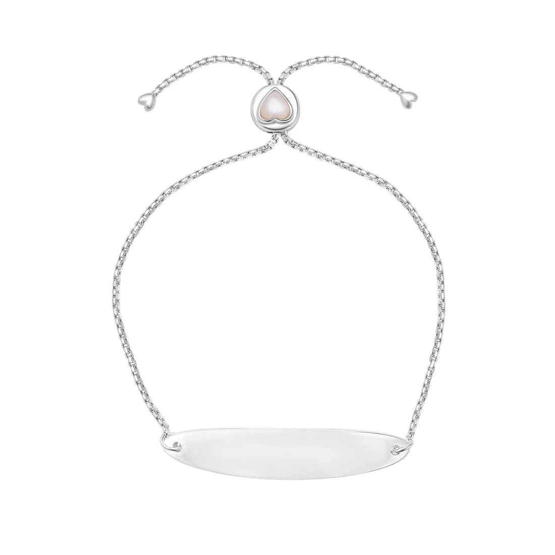 Laura Ashley Rosmere Love Heart Identity Bracelet with Pink Shell Pearl