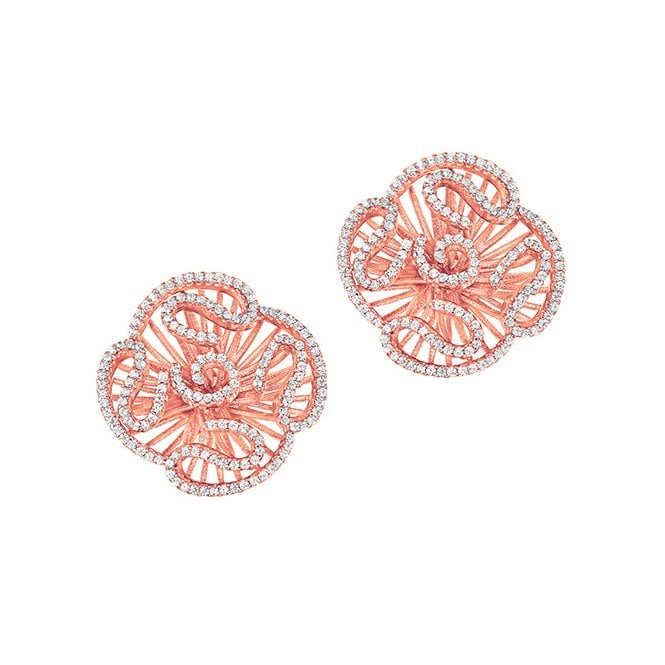 Collinsons Sterling Silver & 9ct Rose Gold Plated Cascade Stud Earrings