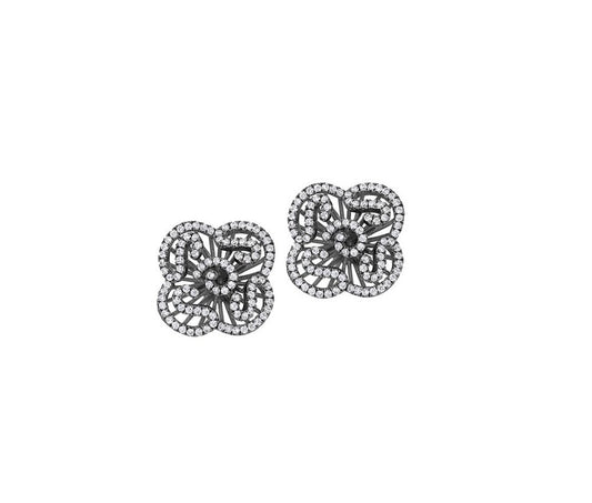 Collinsons Sterling Silver Black Rhodium CZ Cascade Stud Earrings