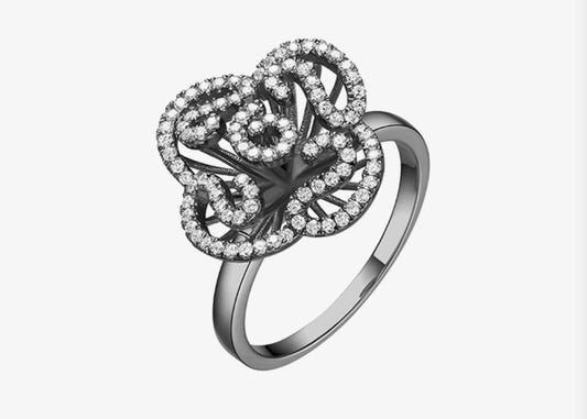 Collinsons Sterling Silver Black Rhodium CZ Cascade Ring size M