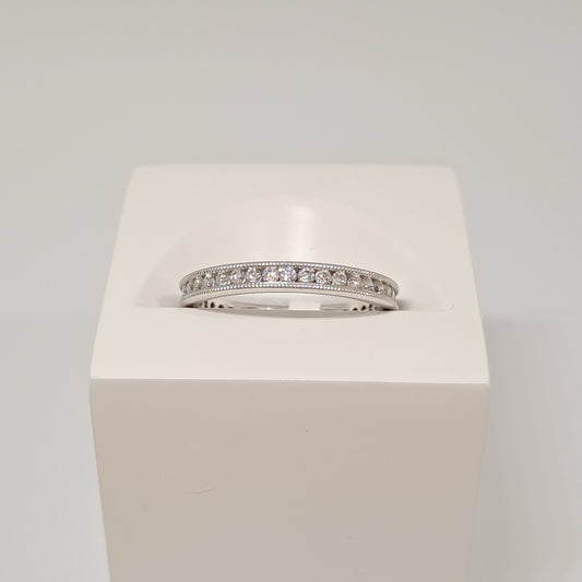 Collinsons 18ct White Gold Millegrain Chanel set Diamond Full Band 0.50ct