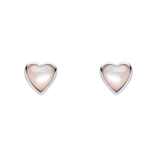 Laura Ashley Rosmere Love Heart Heart Stud Earrings with Pink Shell Pearl