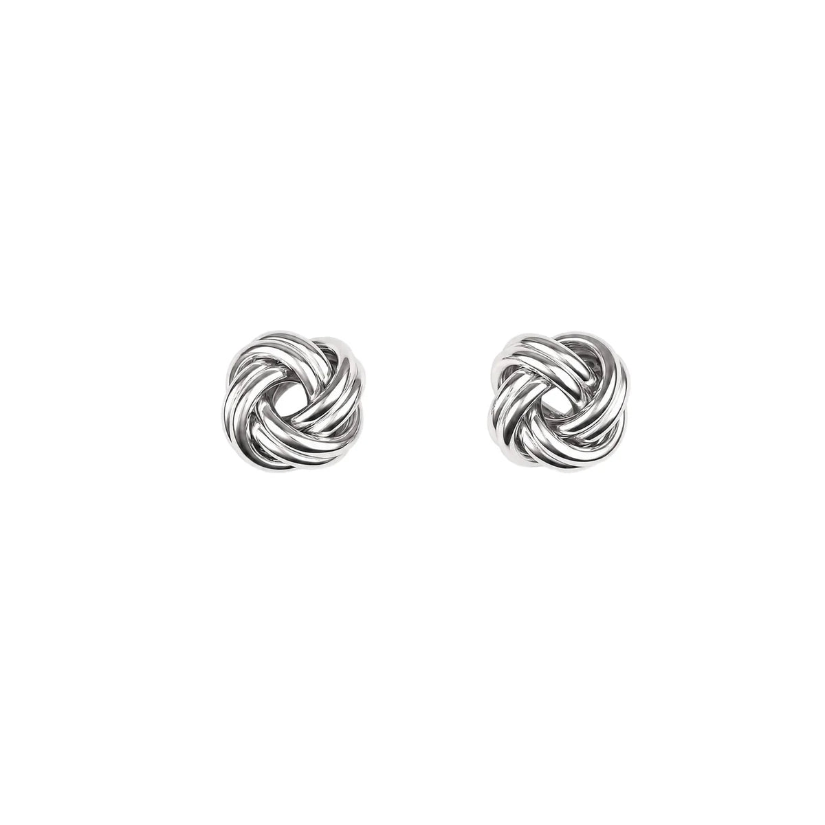 Round Knot Stud Earrings Silver