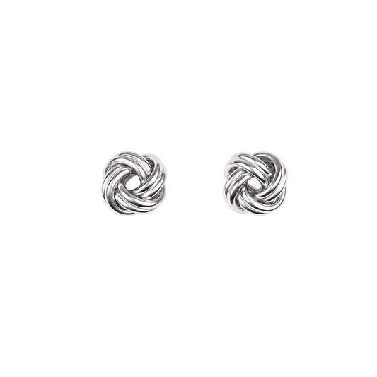 Round Knot Stud Earrings Silver