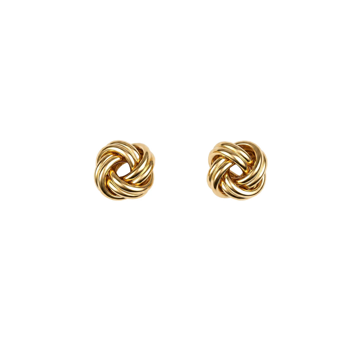 Round Knot Stud Earrings Yellow Gold Plated